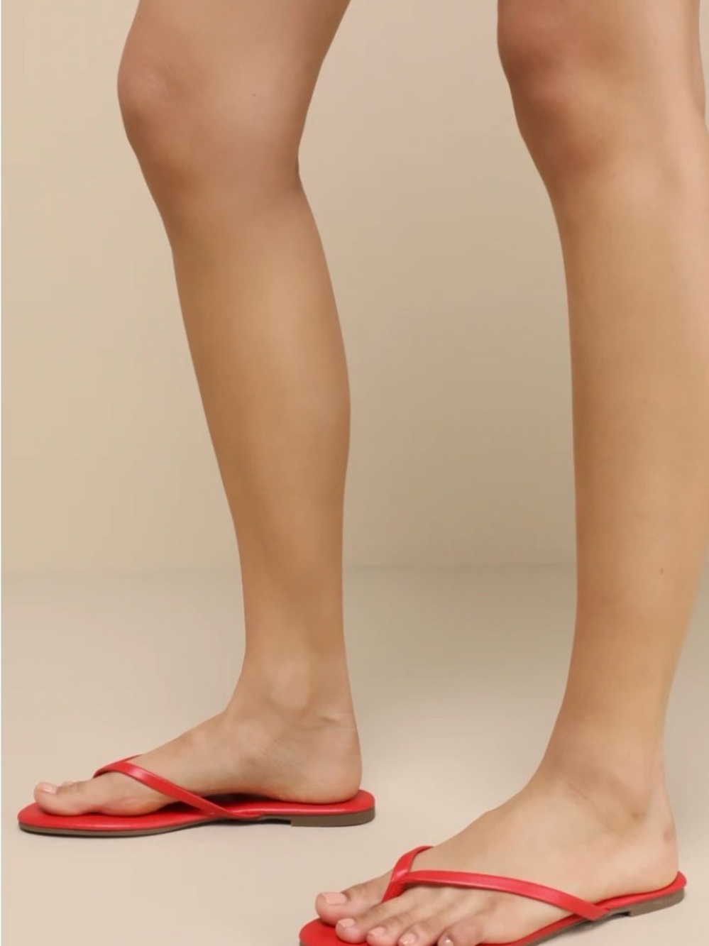 Lulus Nicoh Cherry Red Flat Thong Sandals Size 9